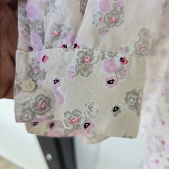 Lane Bryant Floral Button-Up Shirt  18/20 Womens Collarless Long Sleeve Normcore - Picture 7 of 10